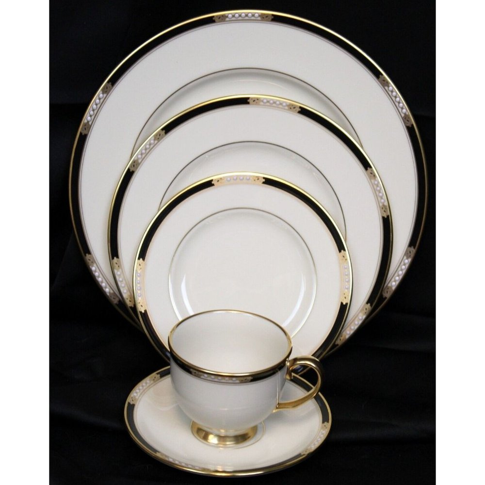 Lenox Presidential Collection Hancock 5 Pc Gold Trim Place Setting Dinner Set